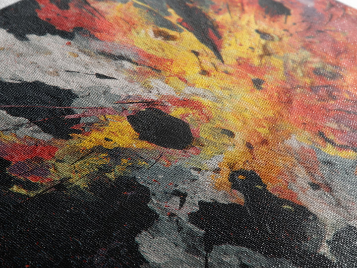 Explosive Red Gold Black Abstract Canvas Print, Bold Modern Art, Statement Wall Decor For Living Room Or Office Home Decor Gift