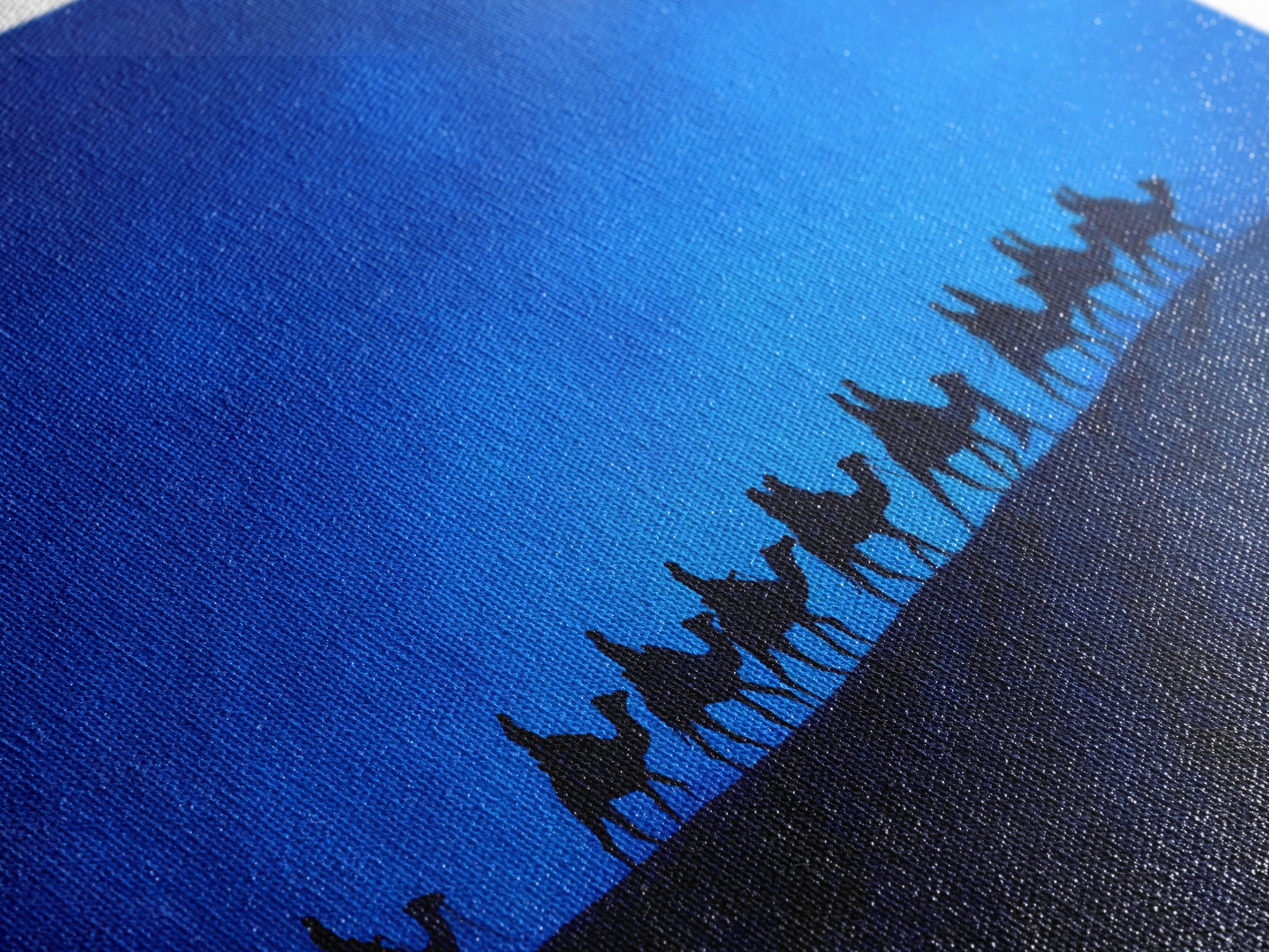 Blue Dune Camel Caravan Silhouette Framed Canvas Print, African Landscape, Sahara Travel Decor, Large Wall Art Prints For Living Room