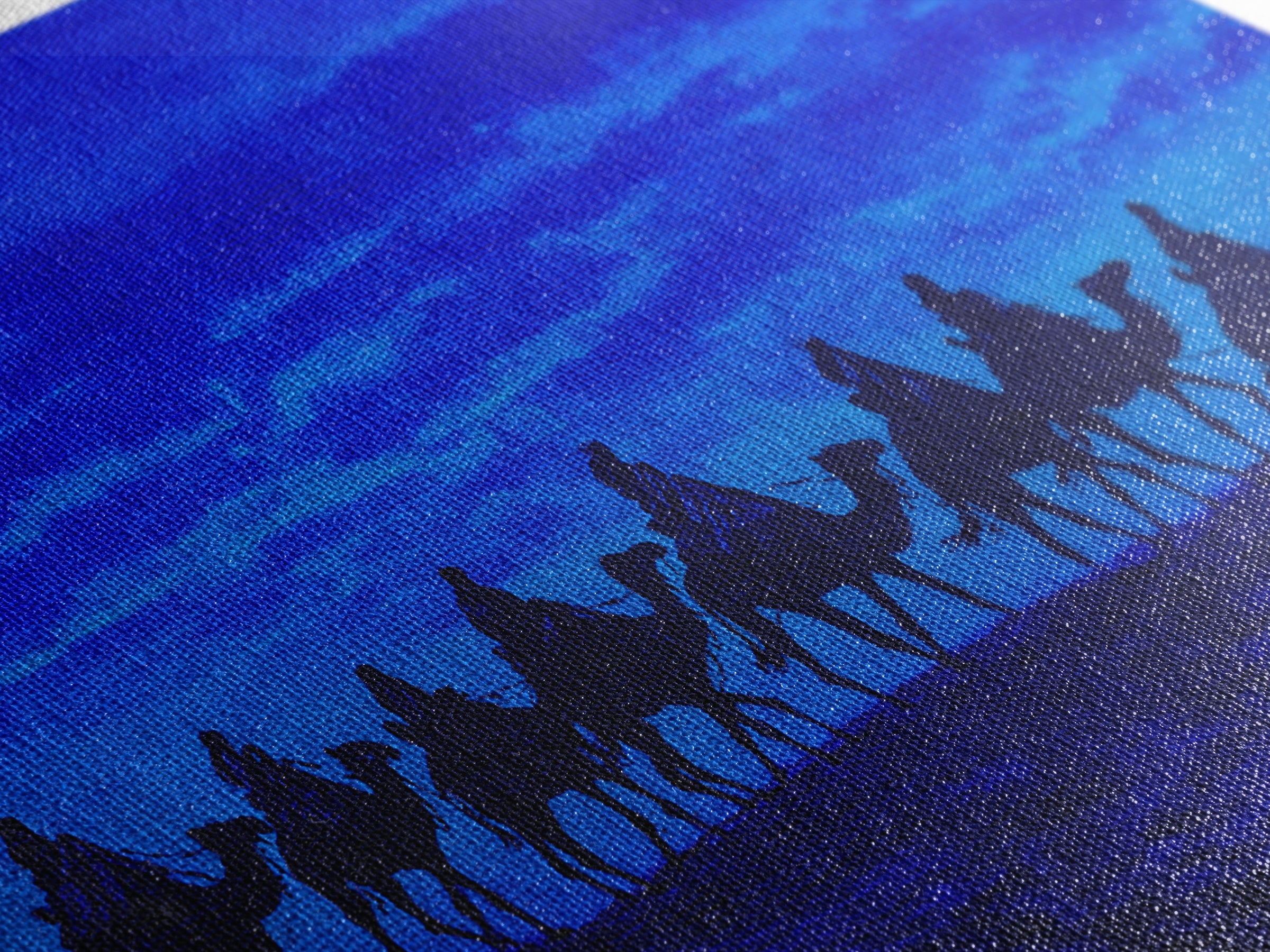 Textured Blue Camel Caravan On Ridge Wall Art, African Landscape Painting, Safari Decor, Boho Bedroom Wall Decor, Unique Home Decor