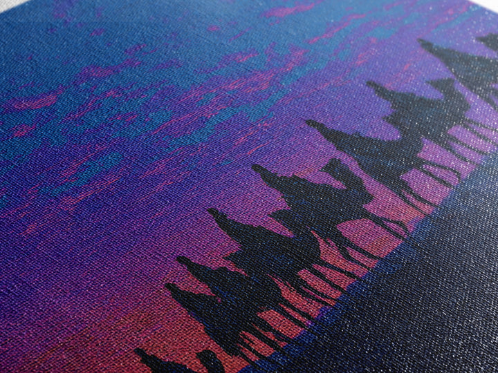 Purple Sunset Camel Caravan Silhouette Canvas Print, African Safari Art, Moroccan Travel Poster, Vibrant Wall Decor, Bedroom Wall Decor