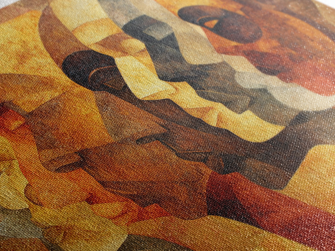 Layered African Profiles In Gold And Terracotta, Wall Art, Modern Canvas Print, Cultural Portrait Decor, Statement Gift For Home