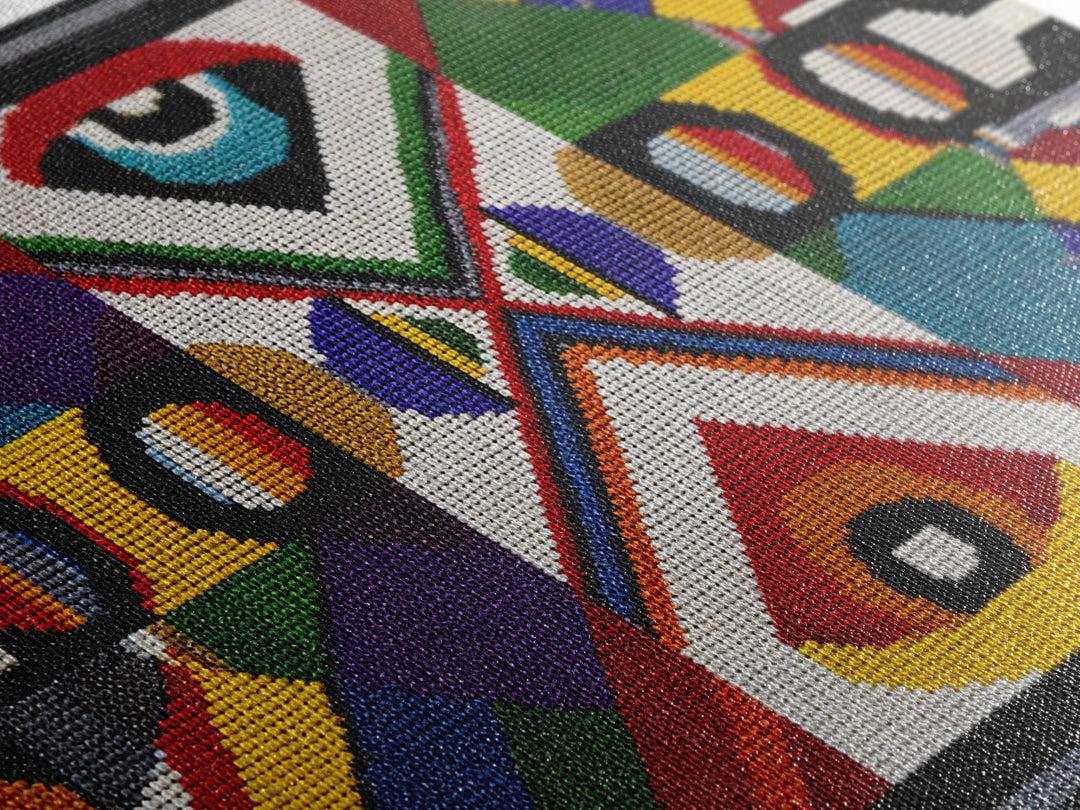 Bold Geometric Ankara Textile With All Seeing Eye Wall Art, Colorful African Patterns, Tribal Fabric Decor Canvas Print Gift