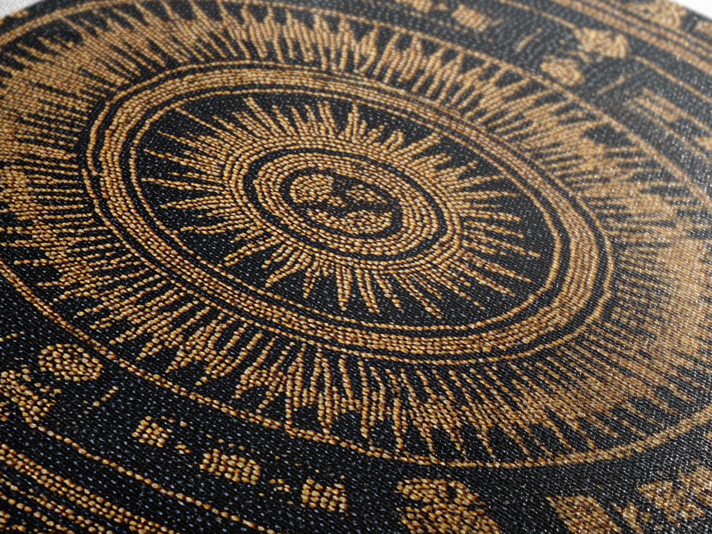 Gold Black African Mandala Bead Pattern Framed Canvas Print, Spiritual Circle Wall Decor, Elegant Ethnic Home Decor Gift