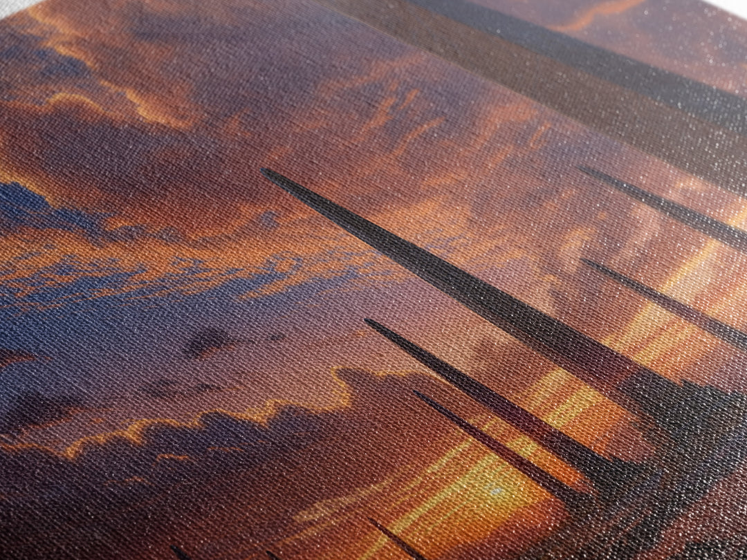 Sunset Desert Obelisks Wall Art, Ancient Monument Canvas Print, African Landscape Decor, Dramatic Travel Home Gallery Gift