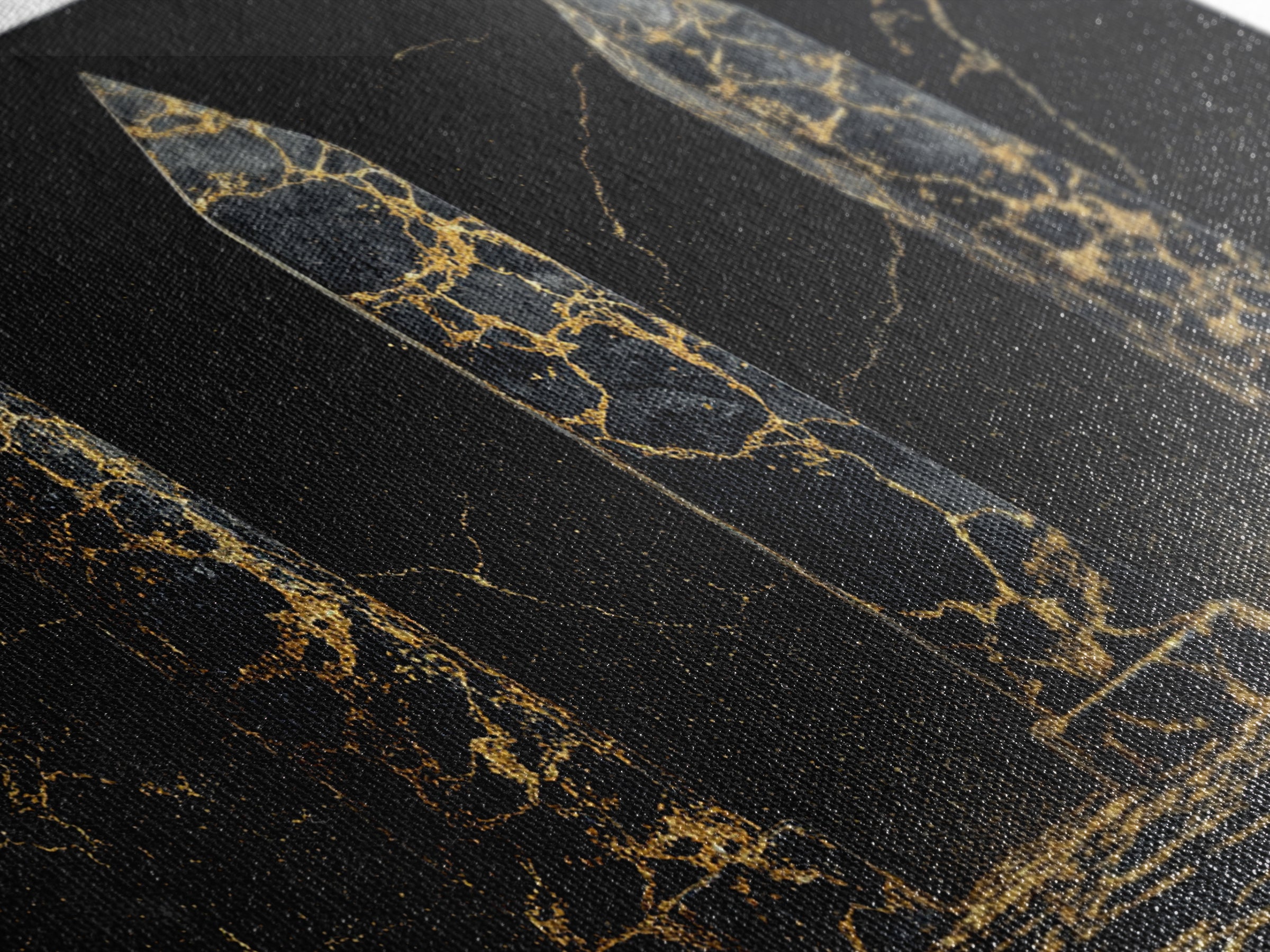 Black And Gold Cracked Obelisks Wall Art, Abstract African Art, Luxury Canvas Decor, Modern Textured Statement Wall Decor