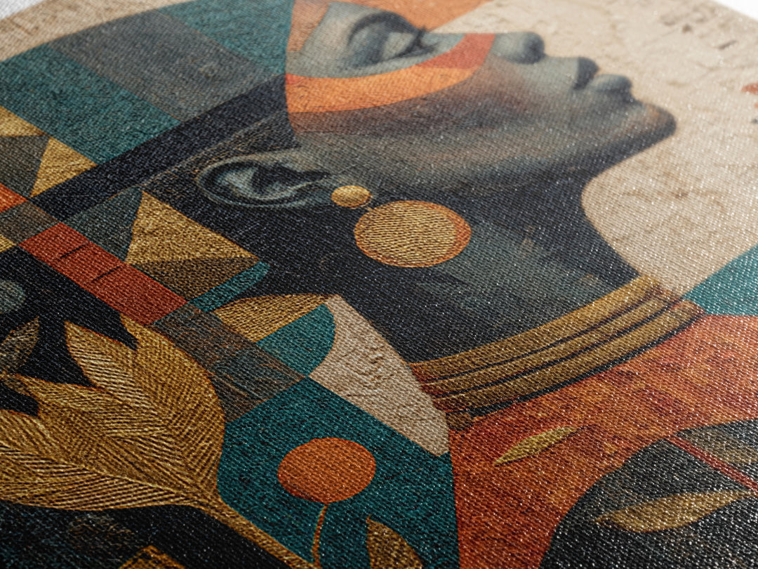 African Goddess Emerging from Botanical Forms and Canvas Print, African Inspired Art, Removable Wallpaper, Living Room Decor, AIA-1x1-39