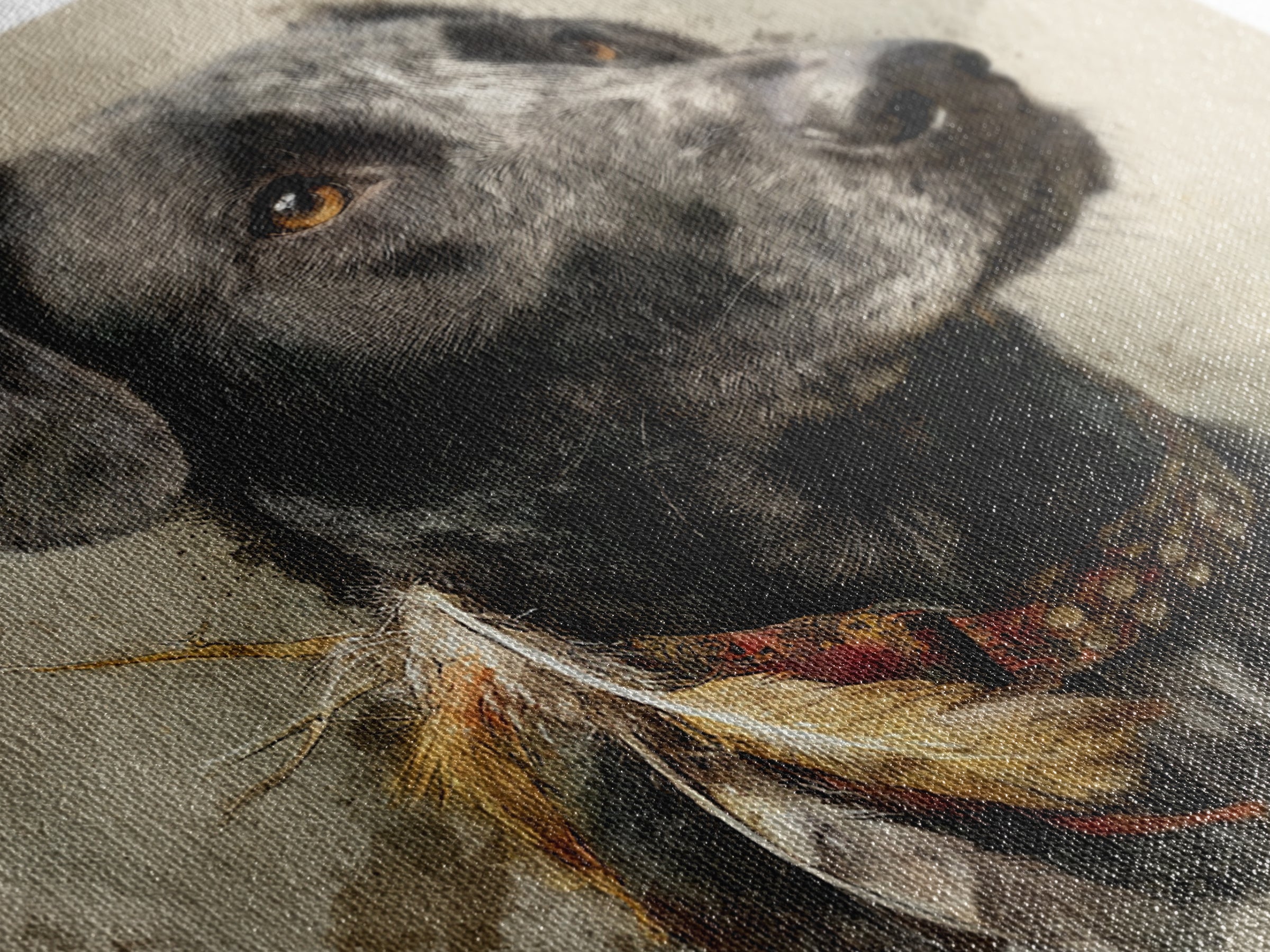 Dog Portrait with Painterly Collar and Loyal Canvas Print, Animal Art, Modern Wall Art, Living Room Decor, Fine Art, Creature, ANI-1x1-13