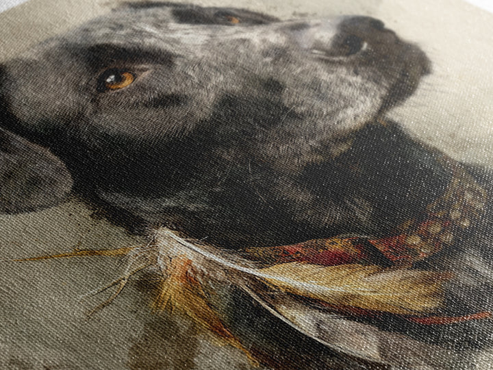 Dog Portrait with Painterly Collar and Loyal Canvas Print, Animal Art, Modern Wall Art, Living Room Decor, Fine Art, Creature, ANI-1x1-13