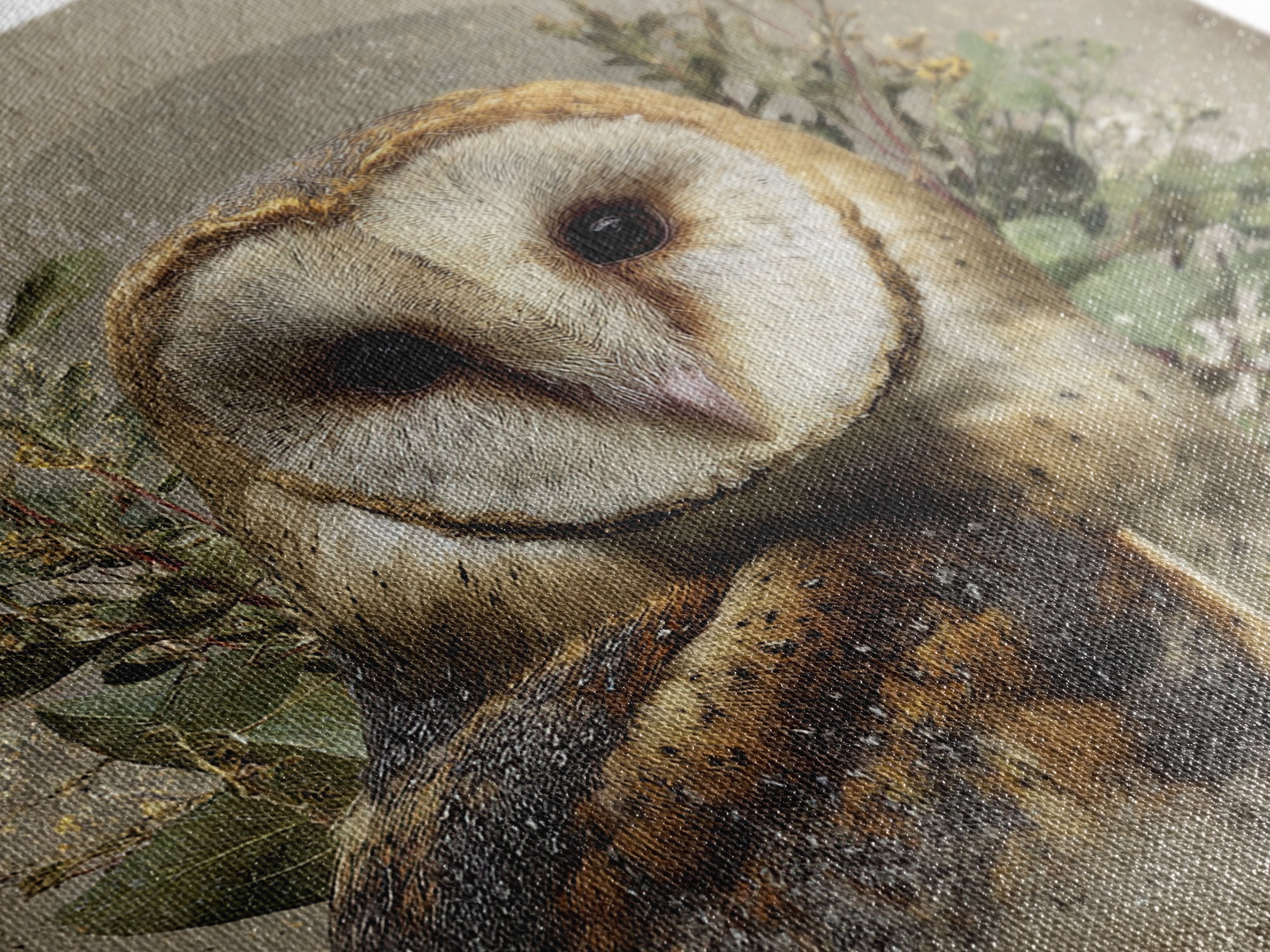 Owl with Moonlit Feathers and Celestial Accents Canvas Print, Animal Art, Nursery Decor, Living Room Decor, Oil Painting, ANI-1x1-15