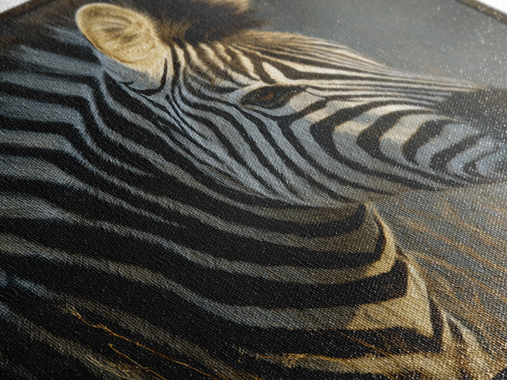 Zebra Portrait with Bold Graphic Stripe Pattern Canvas Print, Animal Art, Nursery Art, Living Room Decor, Fine Art, Creature, ANI-1x1-17