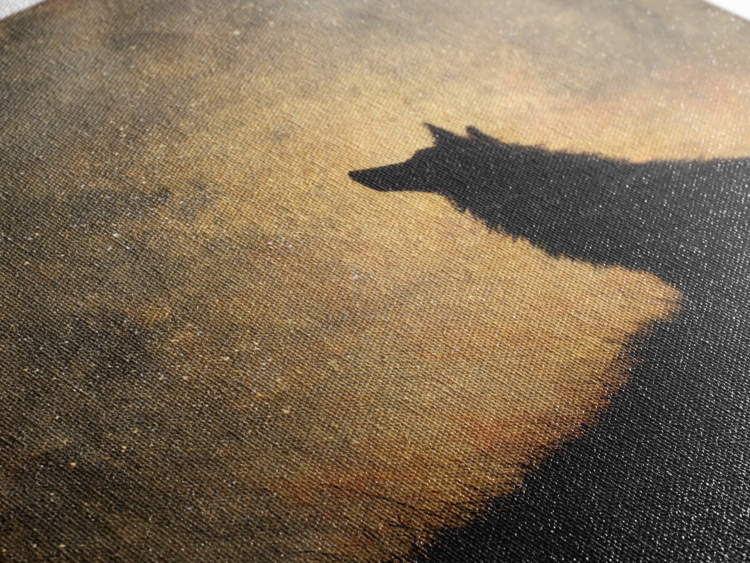 Wolf Silhouette Beneath a Star Filled Sky Canvas Print, Animal Art, Printable Art, Living Room Decor, Oil Painting, Creature, ANI-1x1-22