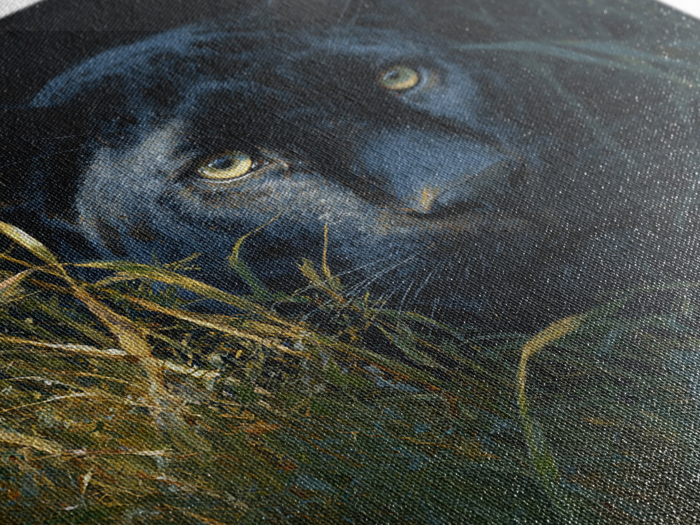 Dramatic Black Panther Emerging from Deep Jungle Canvas Print, Animal Art, Nursery Art, Living Room Decor, Oil Painting, ANI-1x1-30