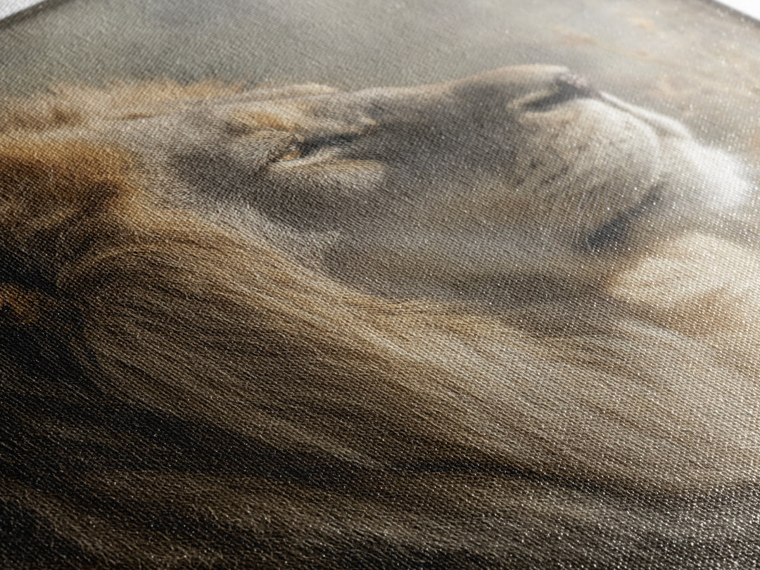 Regal Lion Profile Framed Canvas Print, Animal Art, Statement Artwork, Living Room Decor, Abstract Art, Creature, Wall Decor, ANI-1x1-33