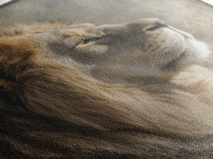 Regal Lion Profile Framed Canvas Print, Animal Art, Statement Artwork, Living Room Decor, Abstract Art, Creature, Wall Decor, ANI-1x1-33