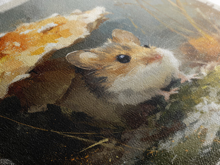 Tiny Field Mouse Framed Canvas Print, Animal Art, Cat Art, Living Room Decor, Watercolor Art, Creature, Art Print, ANI-1x1-34