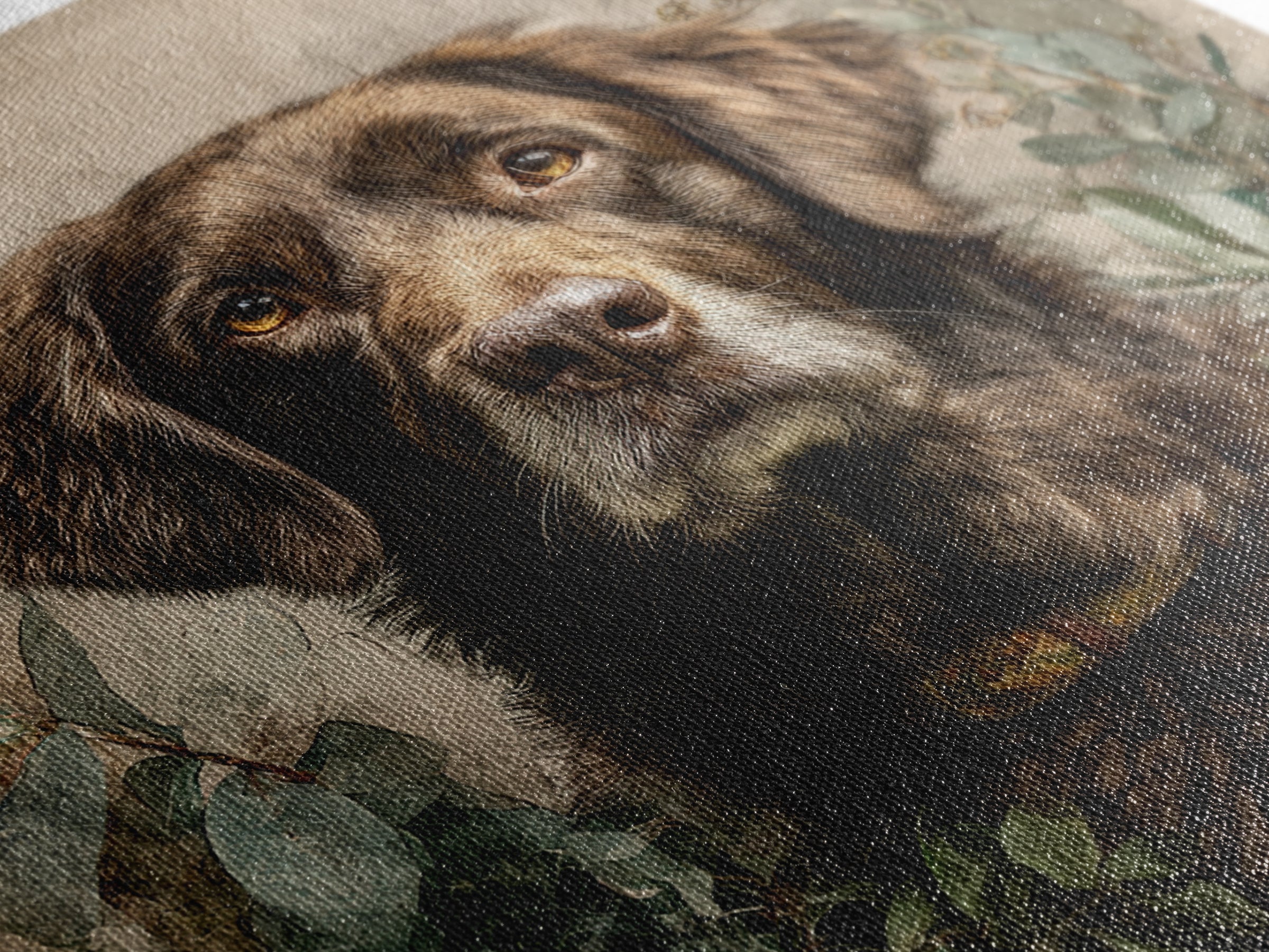 Dog Portrait with Painterly Collar and Loyal Framed Canvas Print, Animal Art, Downloadable Art, Living Room Decor, Creature, ANI-1x1-37