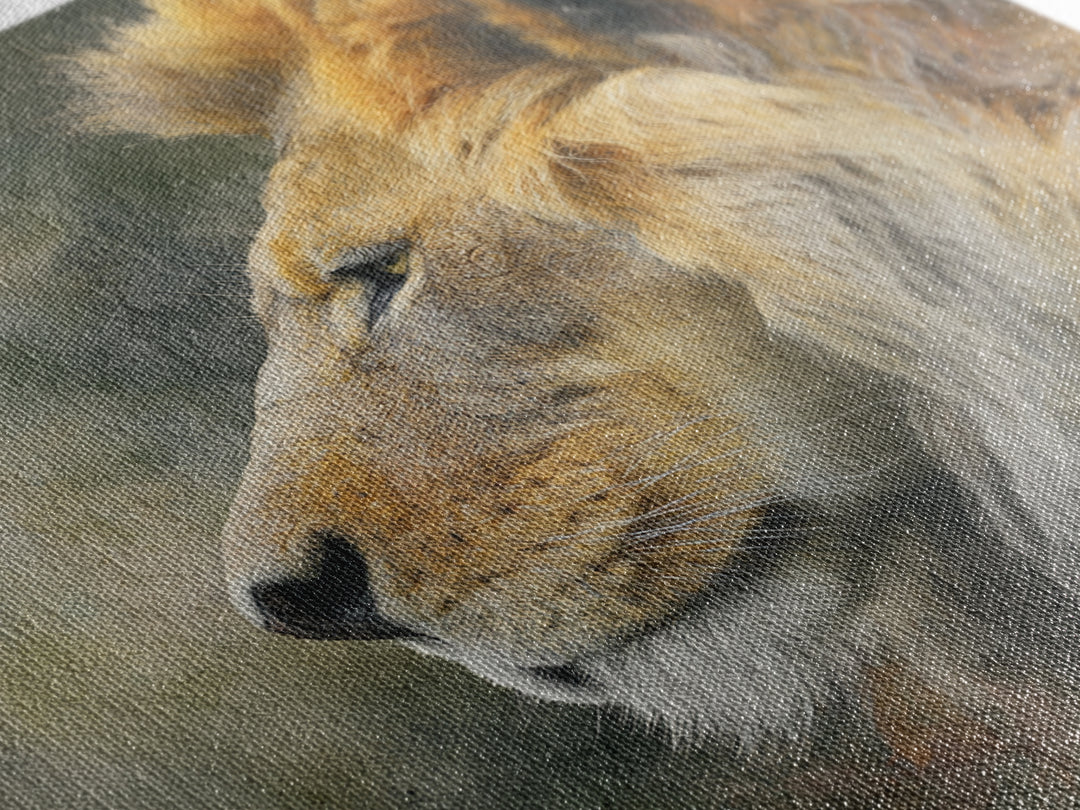 Regal Lion Profile Framed Canvas Print, Animal Art, Statement Artwork, Living Room Decor, Abstract Art, Creature, Wall Decor, ANI-1x1-57