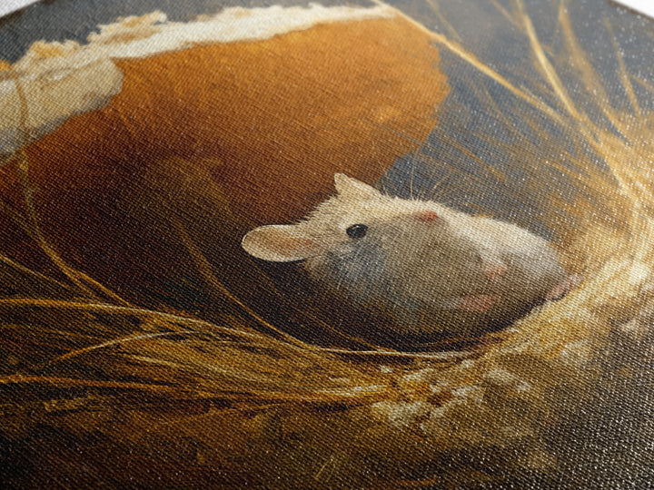 Tiny Field Mouse Framed Canvas Print, Animal Art, Cat Art, Living Room Decor, Watercolor Art, Creature, Art Print, ANI-1x1-58