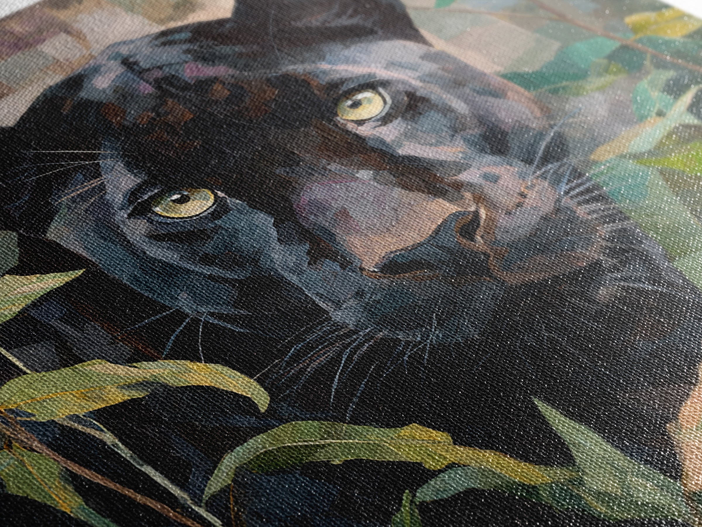 Dramatic Black Panther Emerging from Deep Jungle Canvas Print, Animal Art, Farmhouse Decor, Living Room Decor, Creature, ANI-1x1-6