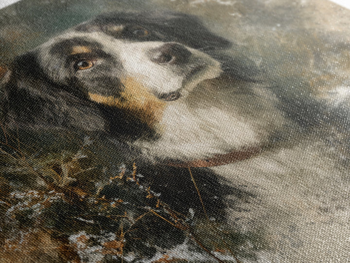 Dog Portrait with Painterly Collar and Loyal Canvas Print, Animal Art, Boho Decor, Living Room Decor, Fine Art, Creature, ANI-1x1-85