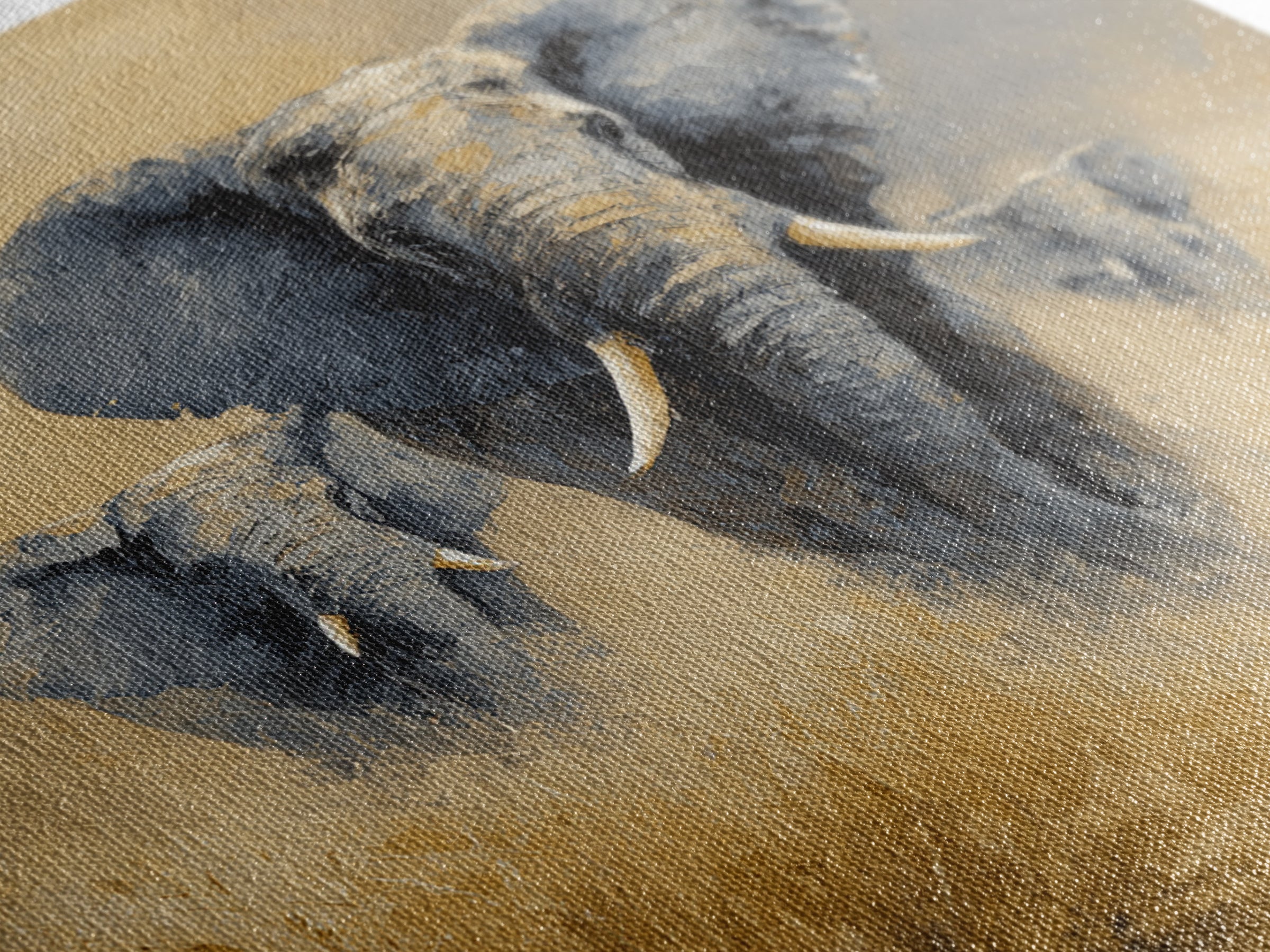 Elephant Family Walking Through Dusty Golden Light Canvas Print, Animal Art, Modern Decor, Living Room Decor, Creature, ANI-1x1-86