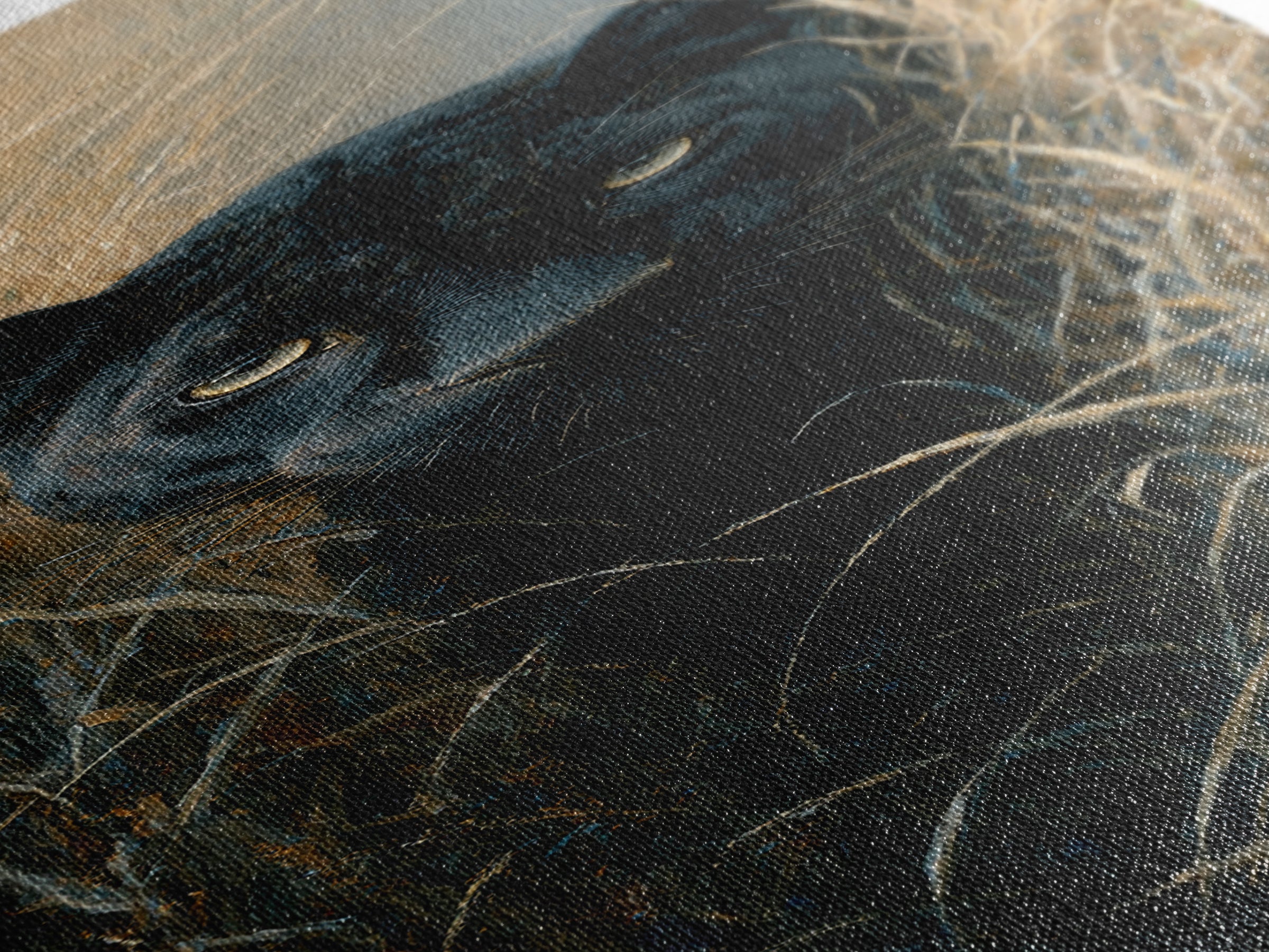 Dramatic Black Panther Emerging from Deep Jungle Canvas Print, Animal Art, Safari Nursery Decor, Living Room Decor, Creature, ANI-1x3-18