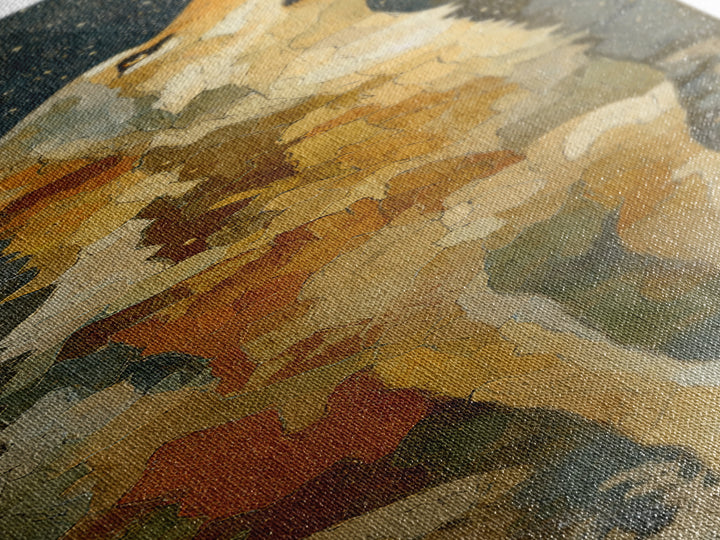 Wolf Silhouette Beneath a Star Filled Sky Framed Canvas Print, Animal Art, Nursery Art, Living Room Decor, Watercolor Art, ANI-1x3-34