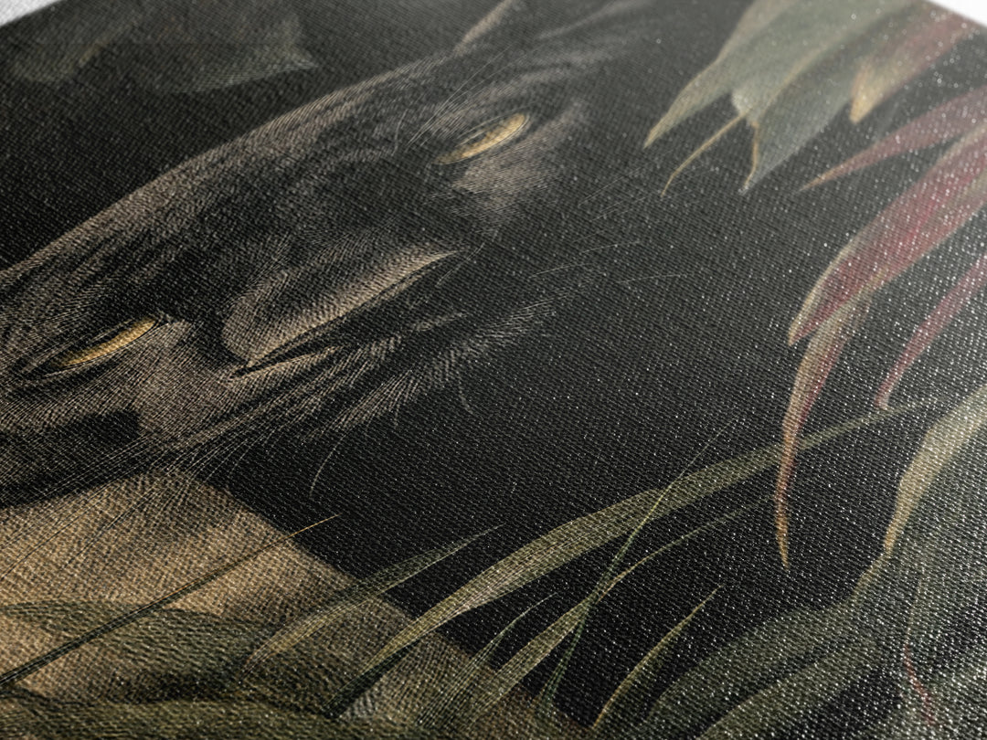 Dramatic Black Panther Emerging from Deep Jungle Canvas Print, Animal Art, Safari Nursery Decor, Living Room Decor, Creature, ANI-1x3-42