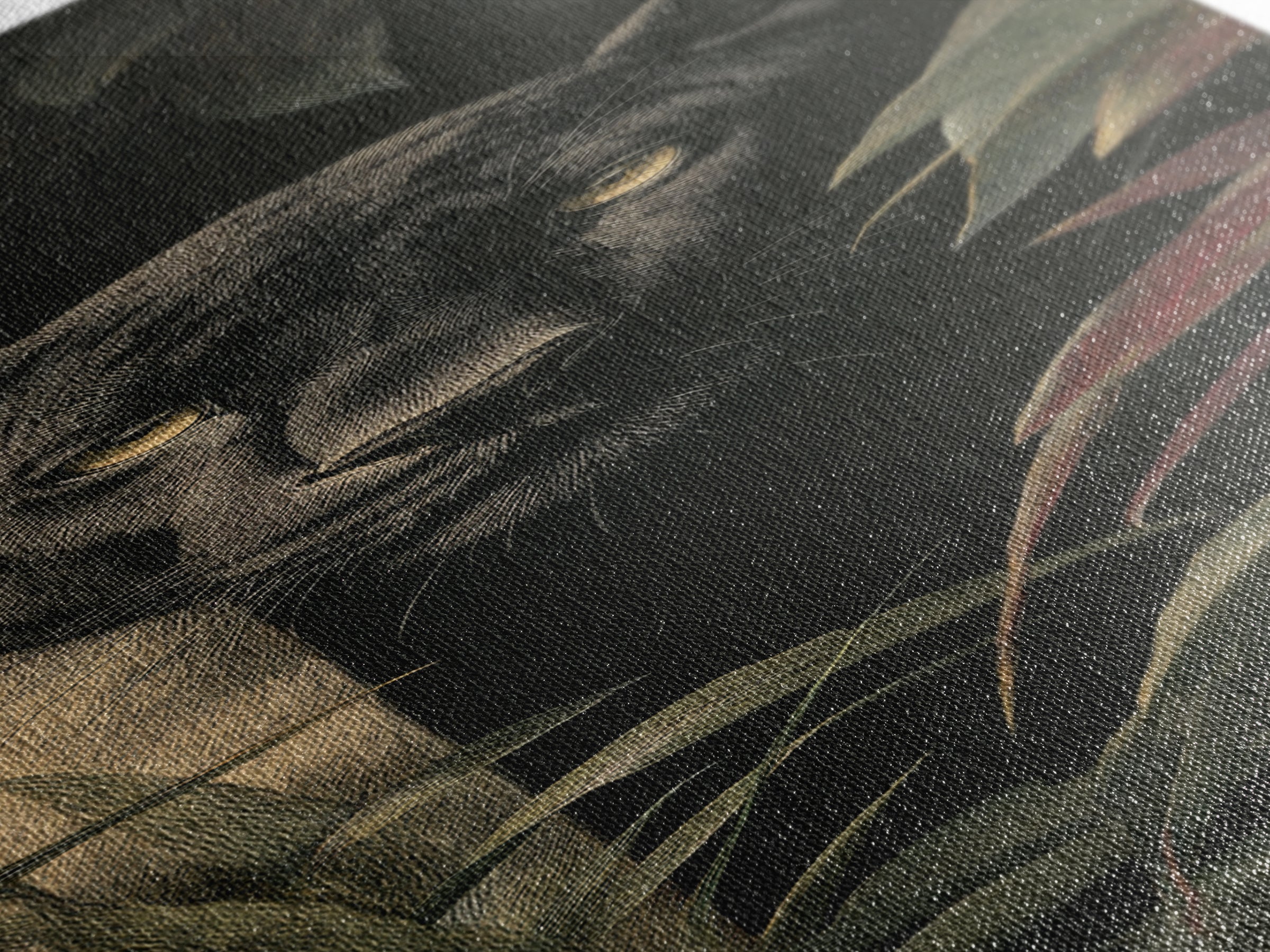 Dramatic Black Panther Emerging from Deep Jungle Canvas Print, Animal Art, Safari Nursery Decor, Living Room Decor, Creature, ANI-1x3-42