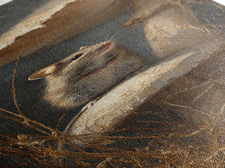 Tiny Field Mouse Framed Canvas Print, Animal Art, Trendy Wall Art, Living Room Decor, Fine Art, Creature, Textured Painting, ANI-1x3-46