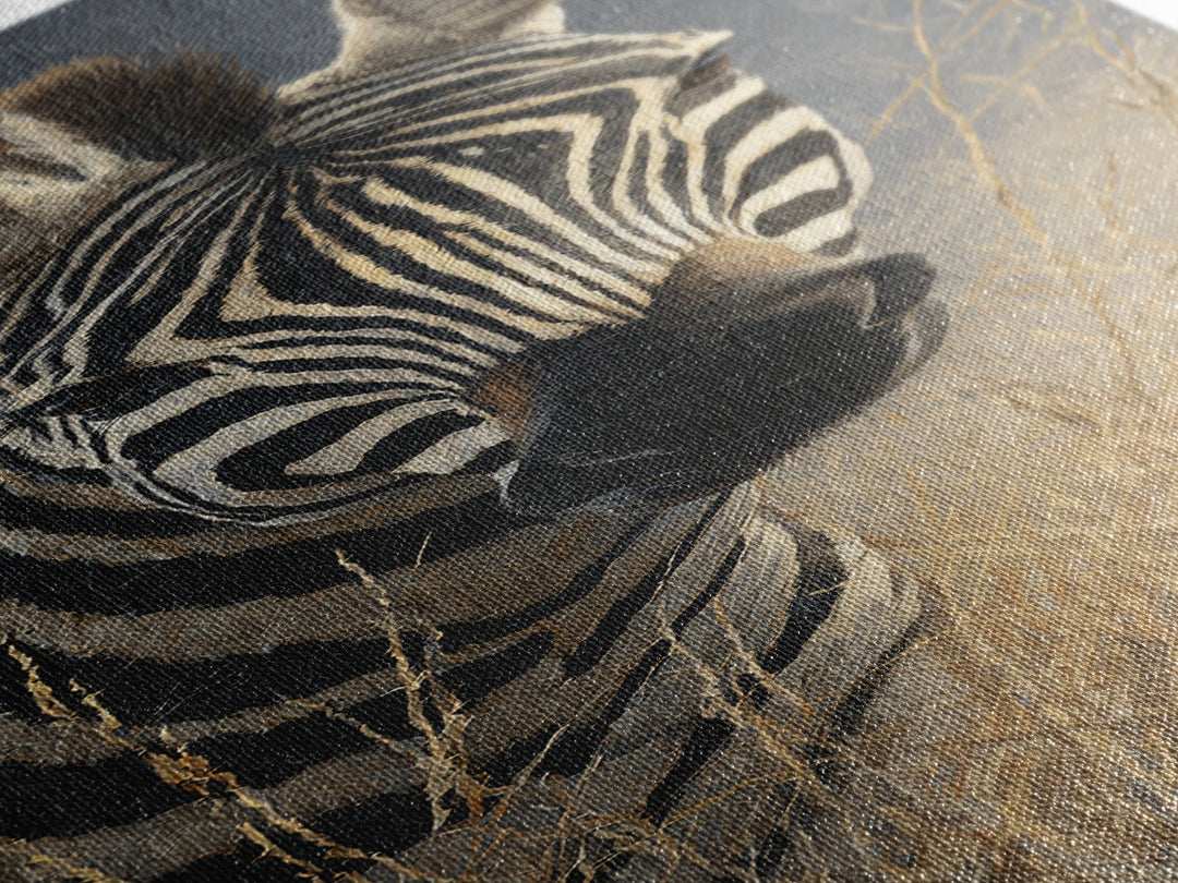 Zebra Portrait with Bold Graphic Stripe Pattern Canvas Print, Animal Art, Safari Nursery Decor, Living Room Decor, Creature, ANI-1x3-5