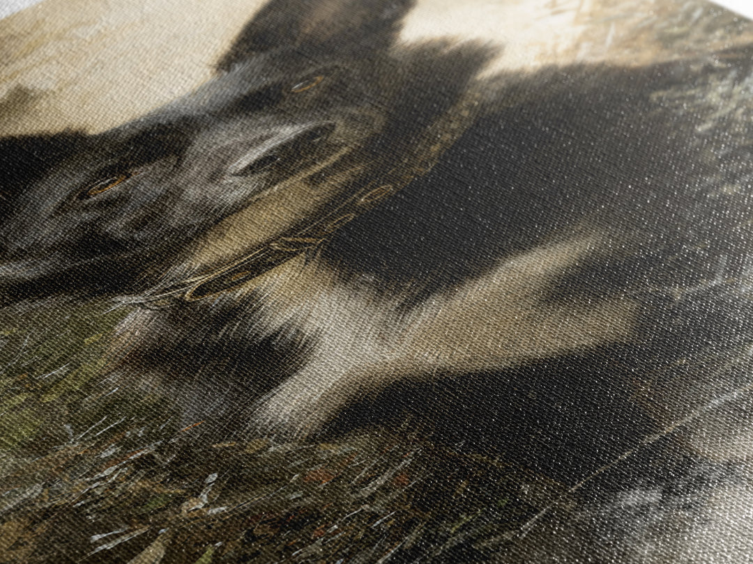 Dog Portrait with Painterly Collar and Loyal Canvas Print, Animal Art, Digital Prints, Living Room Decor, Fine Art, Creature, ANI-1x3-73