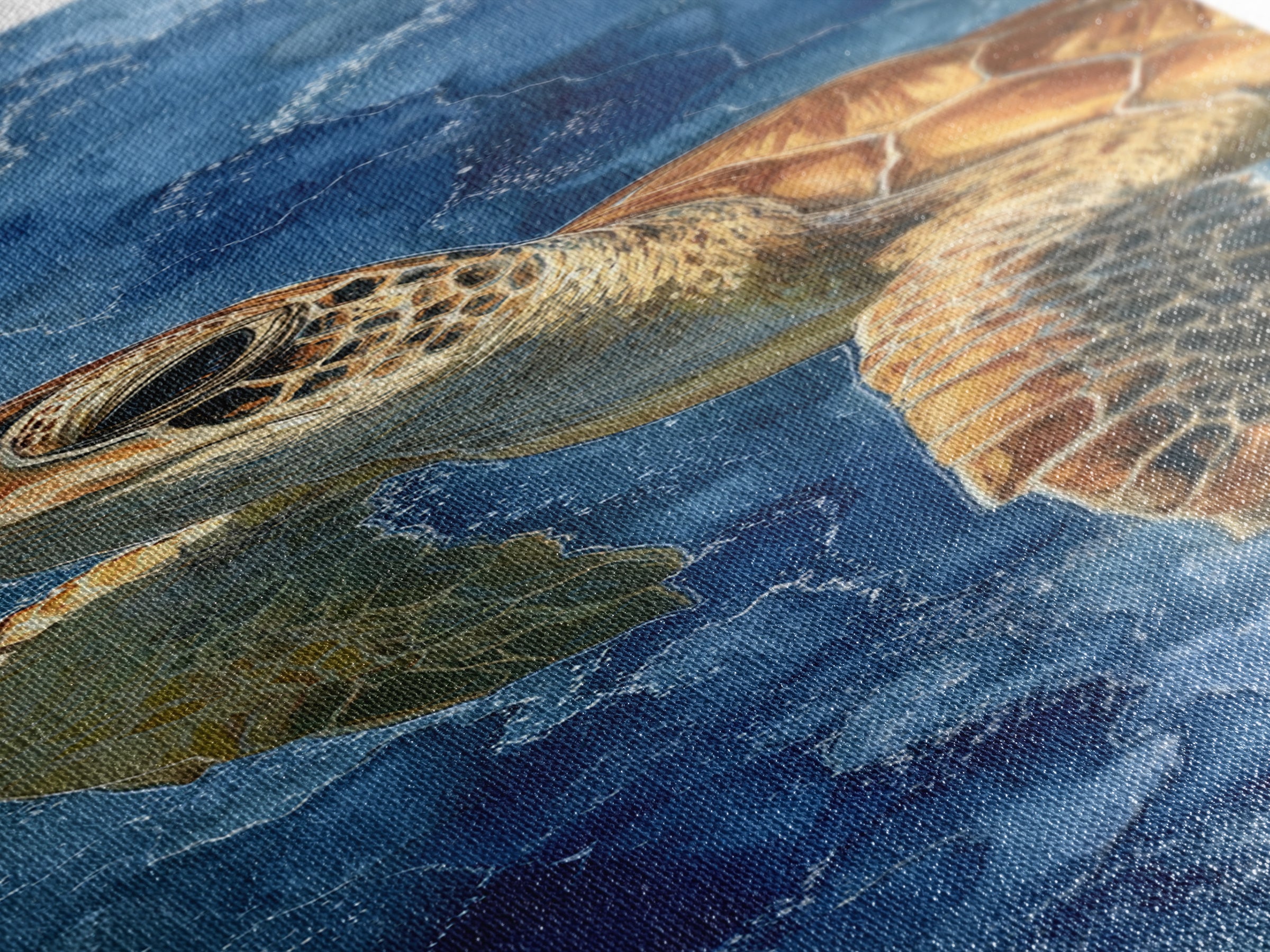 Sea Turtle Drifting Through Luminous Blue Water Canvas Print, Animal Art, Downloadable Art, Living Room Decor, Creature, ANI-1x3-78