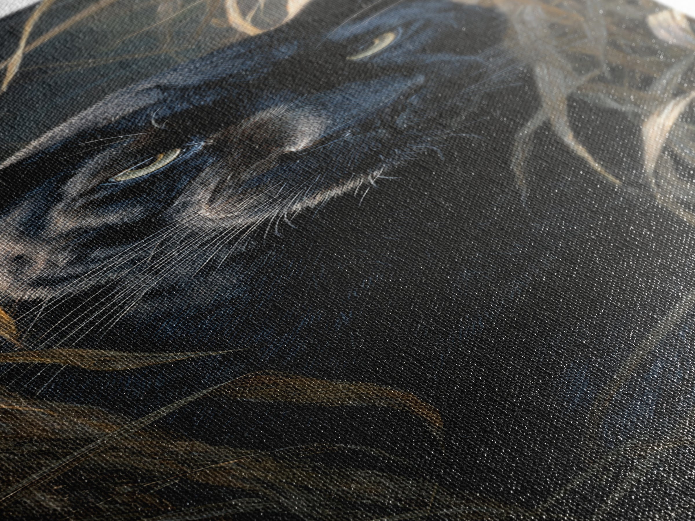 Dramatic Black Panther Emerging from Deep Jungle Canvas Print, Animal Art, Art Print, Living Room Decor, Oil Painting, Creature, ANI-1x3-90
