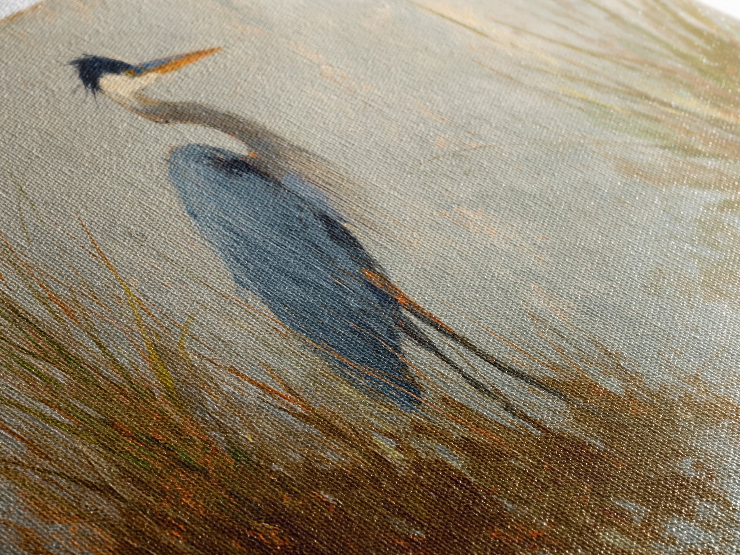 Blue Heron Standing Canvas Print, Animal Art, Printable, Living Room Decor, Fine Art, Creature, Nursery, Boho Wall Art, ANI-2x1-31