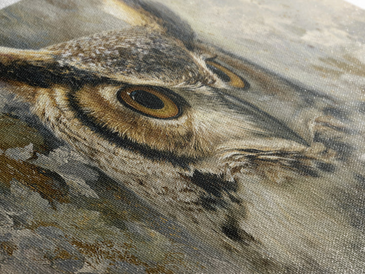 Owl with Moonlit Feathers and Celestial Accents Framed Canvas Print, Animal Art, Nursery, Living Room Decor, Watercolor Art, ANI-2x1-59