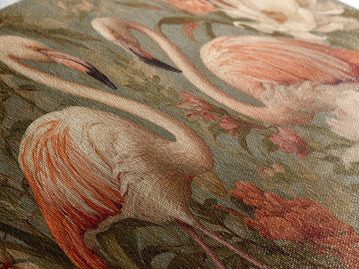 Flamingo Pair in Elegant Coral and Cream Canvas Print, Animal Art, Nursery Wall Art, Living Room Decor, Fine Art, Creature, ANI-2x1-63