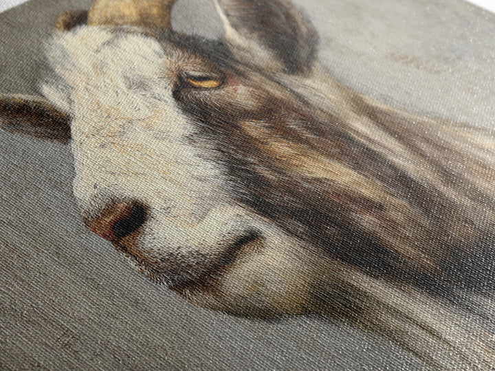 Goat Portrait with Rustic Folk Art Personality Framed Canvas Print, Animal Art, Digital Prints, Living Room Decor, Creature, ANI-2x1-65