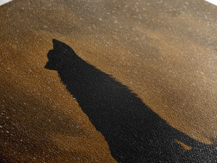 Wolf Silhouette Beneath a Star Filled Sky Canvas Print, Animal Art, Living Room Decor, Watercolor Art, Creature, ANI-2x1-66