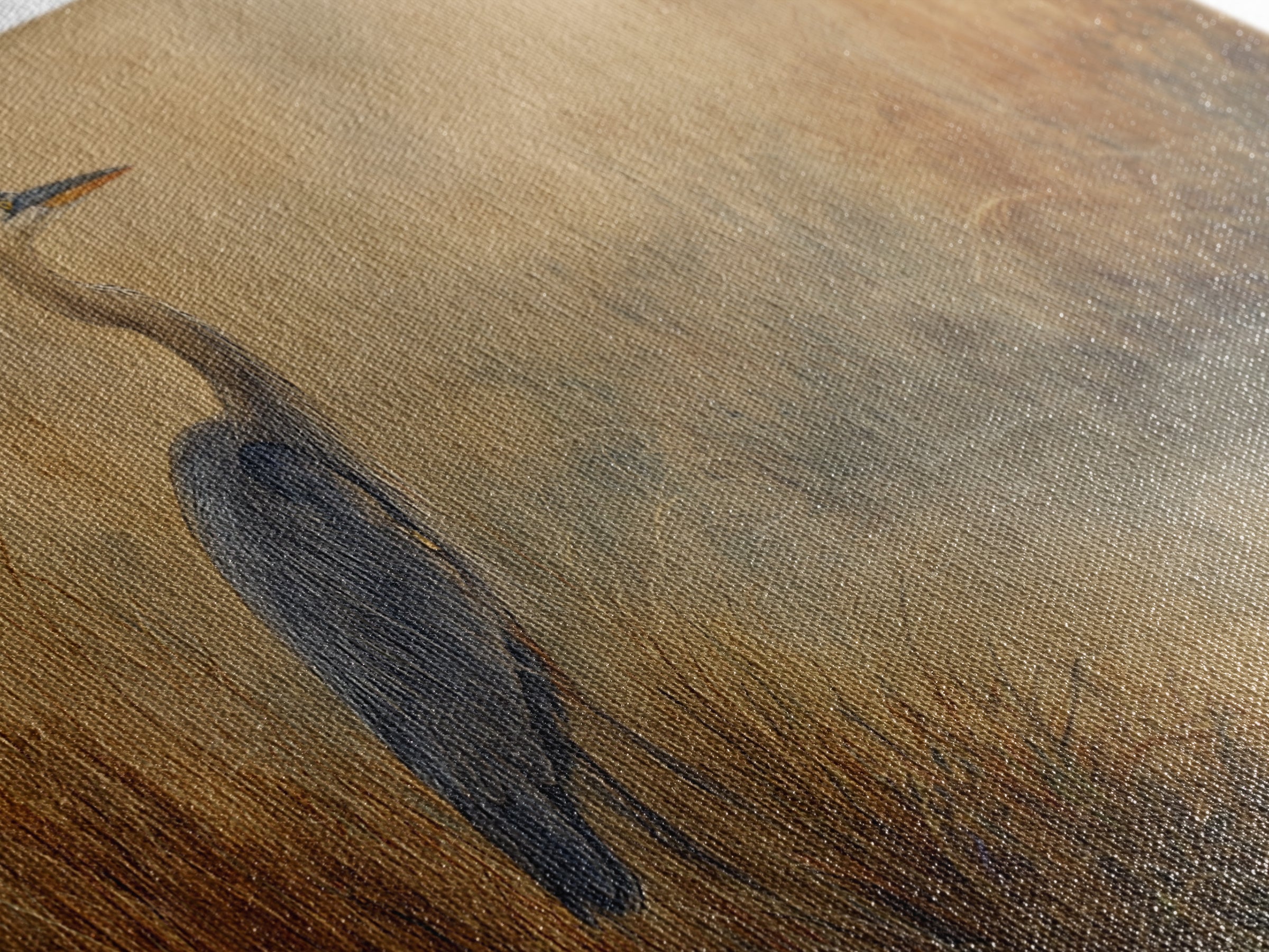 Blue Heron Standing Framed Canvas Print, Animal Art, Art, Living Room Decor, Fine Art, Creature, Original Art, Nursery Wall Art, ANI-2x1-7