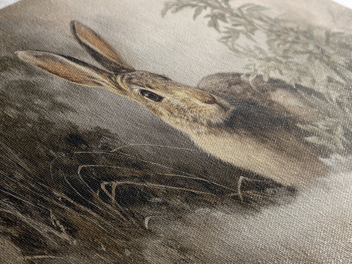 Curious Rabbit in a Soft Watercolor Meadow Canvas Print, Animal Art, Digital Art, Living Room Decor, Fine Art, Creature, ANI-2x1-73