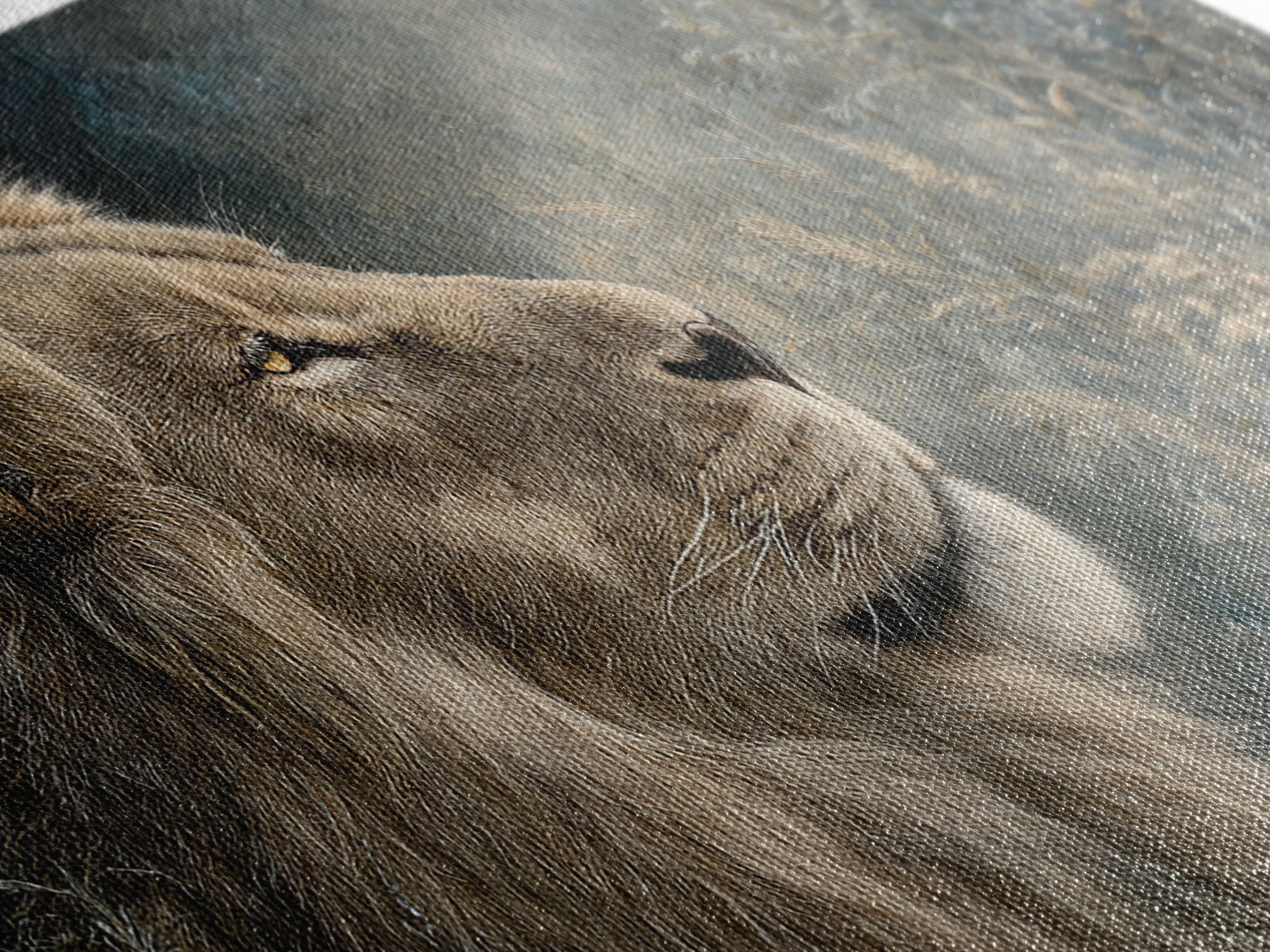 Regal Lion Profile Canvas Print, Animal Art, Printable, Living Room Decor, Oil Painting, Creature, Nursery, Boho Wall Art, ANI-2x1-77