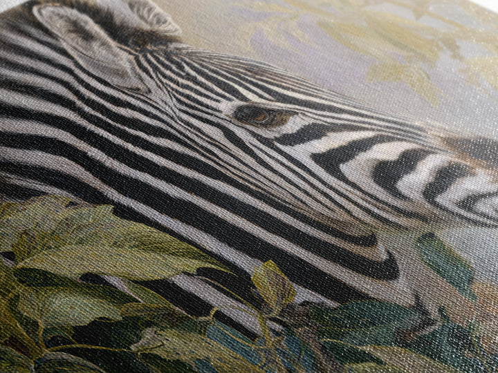 Zebra Portrait with Bold Graphic Stripe Pattern Canvas Print, Animal Art, Original Painting, Living Room Decor, Creature, ANI-2x1-85