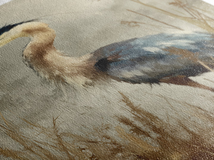 Blue Heron Standing Framed Canvas Print, Animal Art, Neutral Decor, Living Room Decor, Fine Art, Creature, Wall Art, Home Decor, ANI-2x3-19