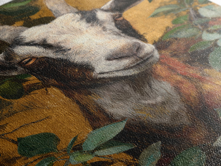 Goat Portrait with Rustic Folk Art Personality Canvas Print, Animal Art, Home Decor, Living Room Decor, Fine Art, Creature, ANI-2x3-29