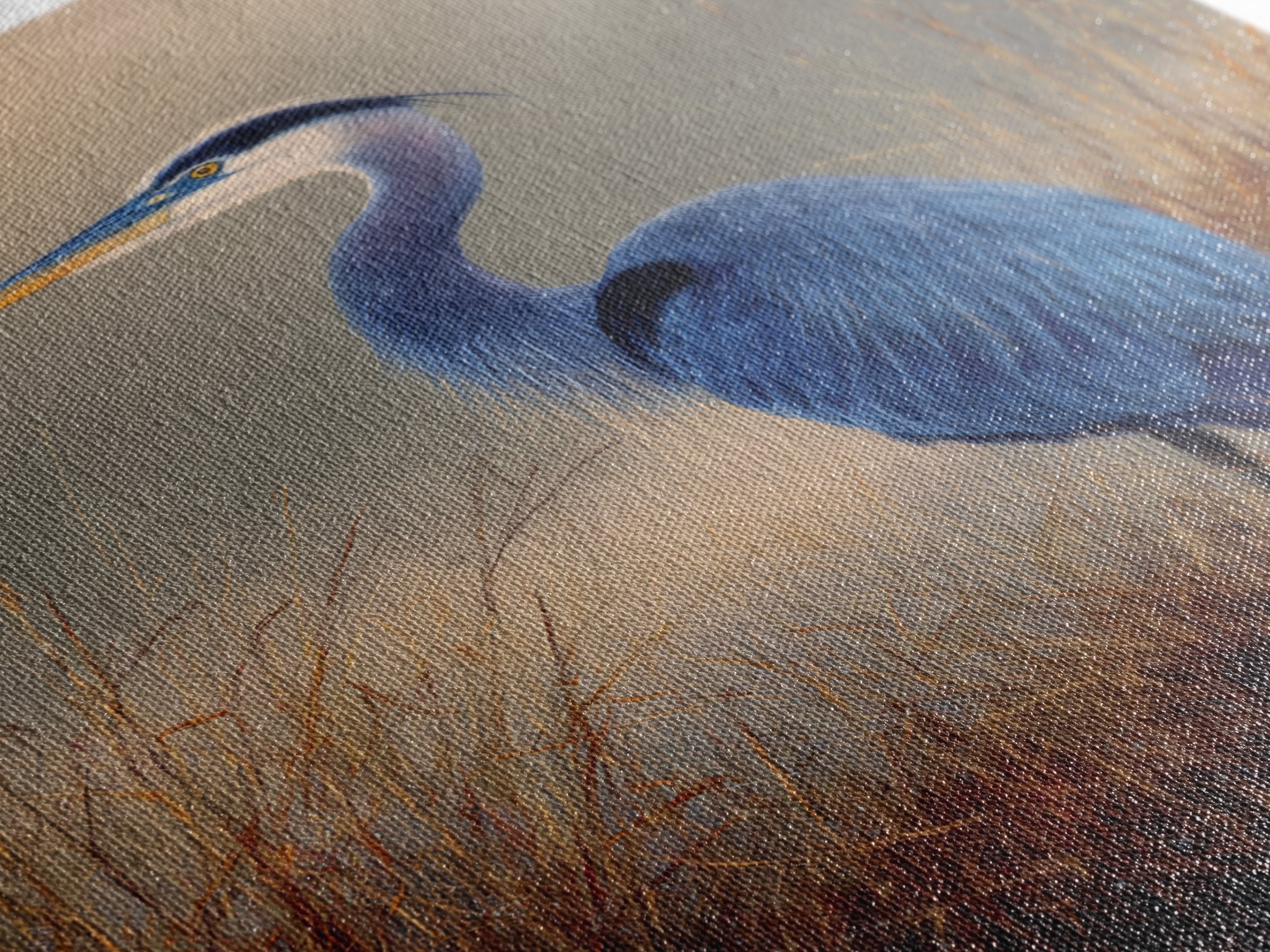 Blue Heron Standing Framed Canvas Print, Animal Art, Contemporary Art, Living Room Decor, Fine Art, Creature, Digital Wall Art, ANI-2x3-43