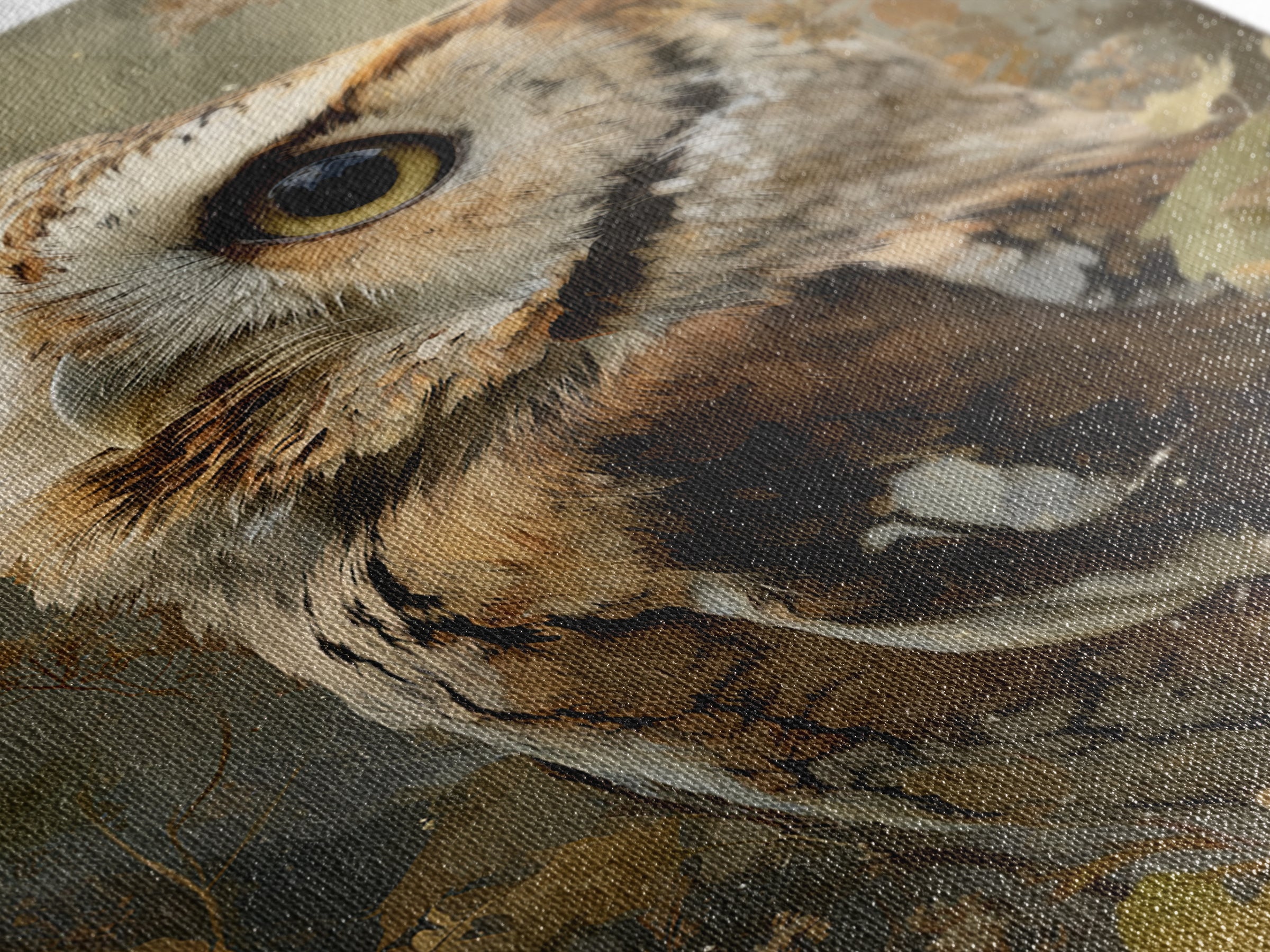 Owl with Moonlit Feathers and Celestial Accents Framed Canvas Print, Animal Art, Wall Art, Living Room Decor, Abstract Art, ANI-2x3-47
