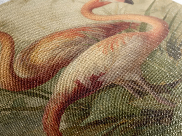 Flamingo Pair in Elegant Coral and Cream Framed Canvas Print, Animal Art, Room Decor, Living Room Decor, Oil Painting, Creature, ANI-2x3-51