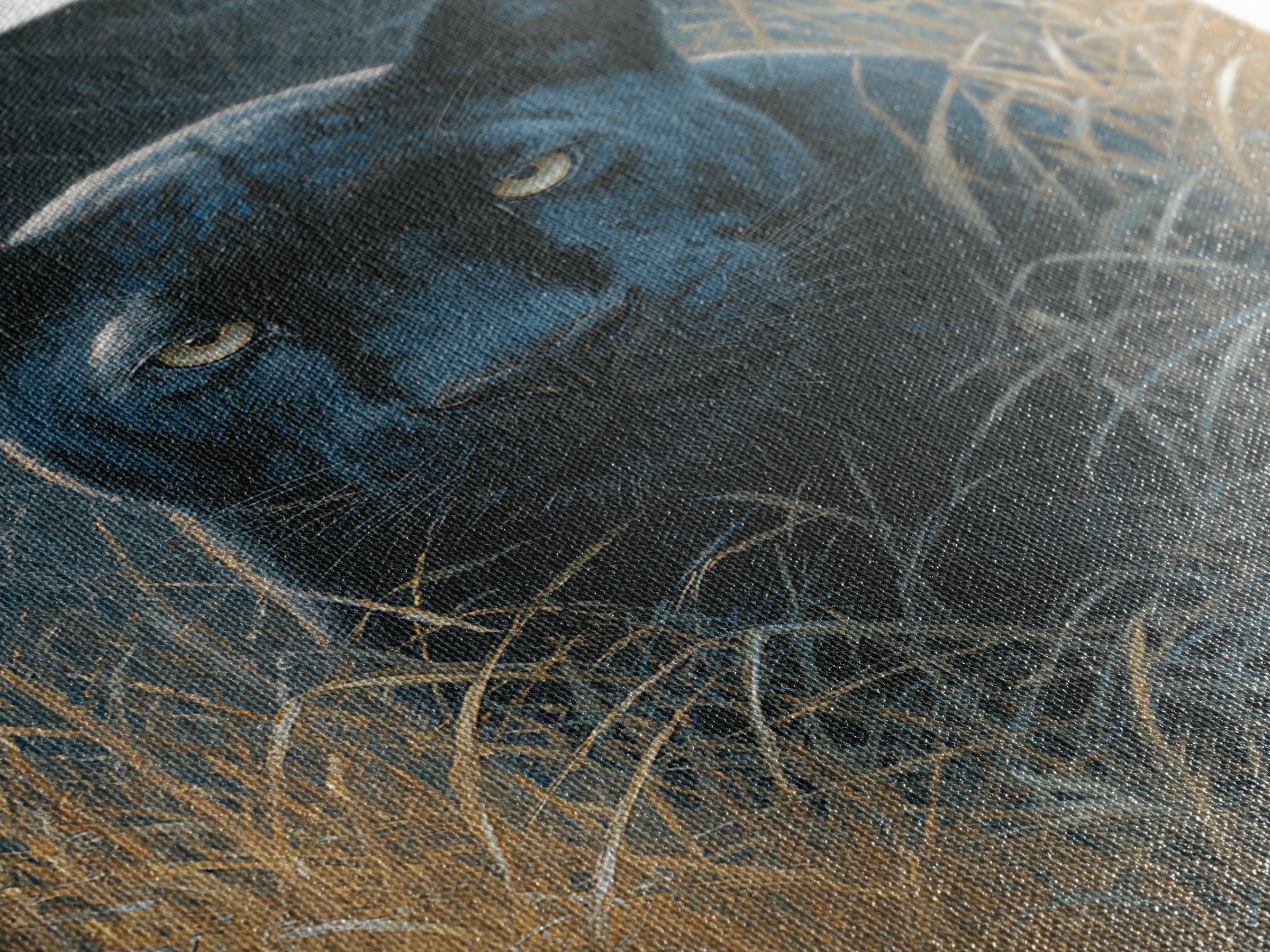 Dramatic Black Panther Emerging from Deep Jungle Canvas Print, Animal Art, Print, Living Room Decor, Abstract Art, Creature, ANI-2x3-62