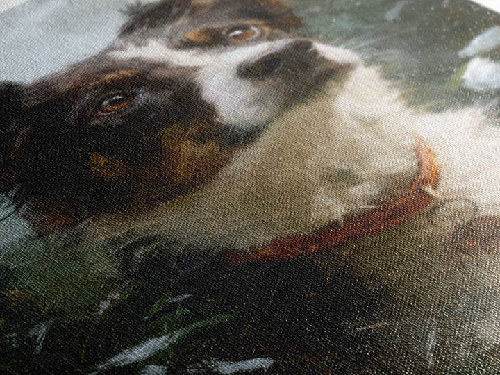 Dog Portrait with Painterly Collar and Loyal Framed Canvas Print, Animal Art, Oil Painting, Living Room Decor, Creature, ANI-2x3-69